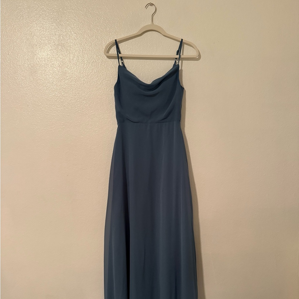 A0 Azazie Bermuda A-Line Pleated Stretch Satin Dress